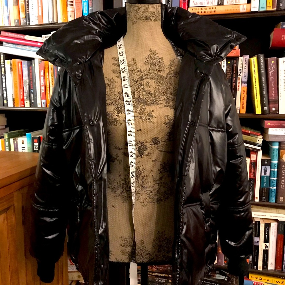 Black shiny puffer coat from Askya